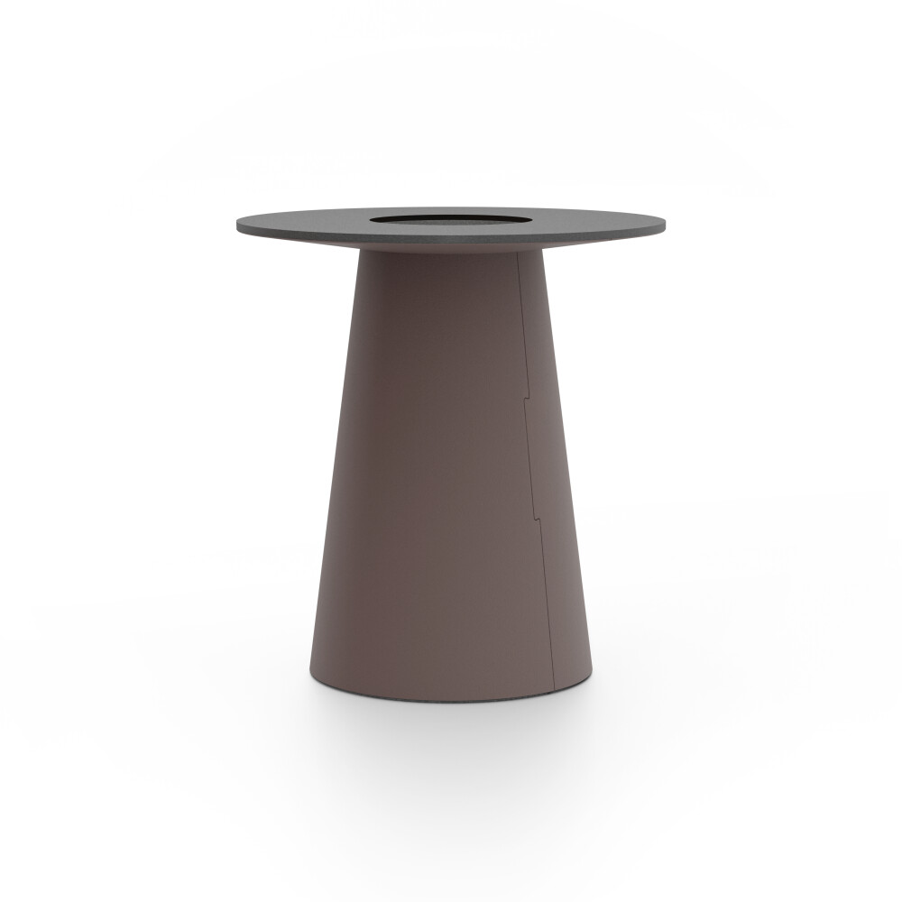 ALT (All Linoleum Table) cone-shaped table base lined with linoleum (4172 Mauve), L Ø450, designed by Keiji Takeuchi