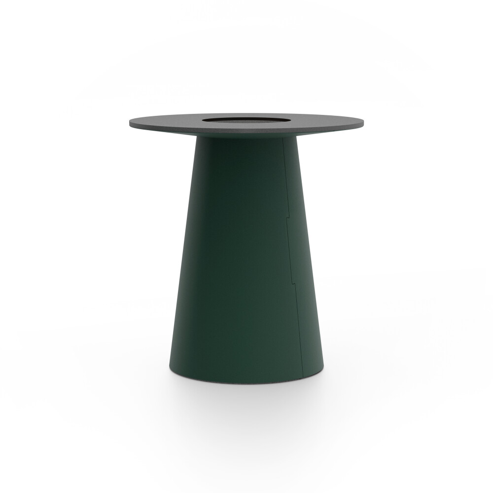 ALT (All Linoleum Table) cone-shaped table base lined with linoleum (4174 Conifer), L Ø450, designed by Keiji Takeuchi