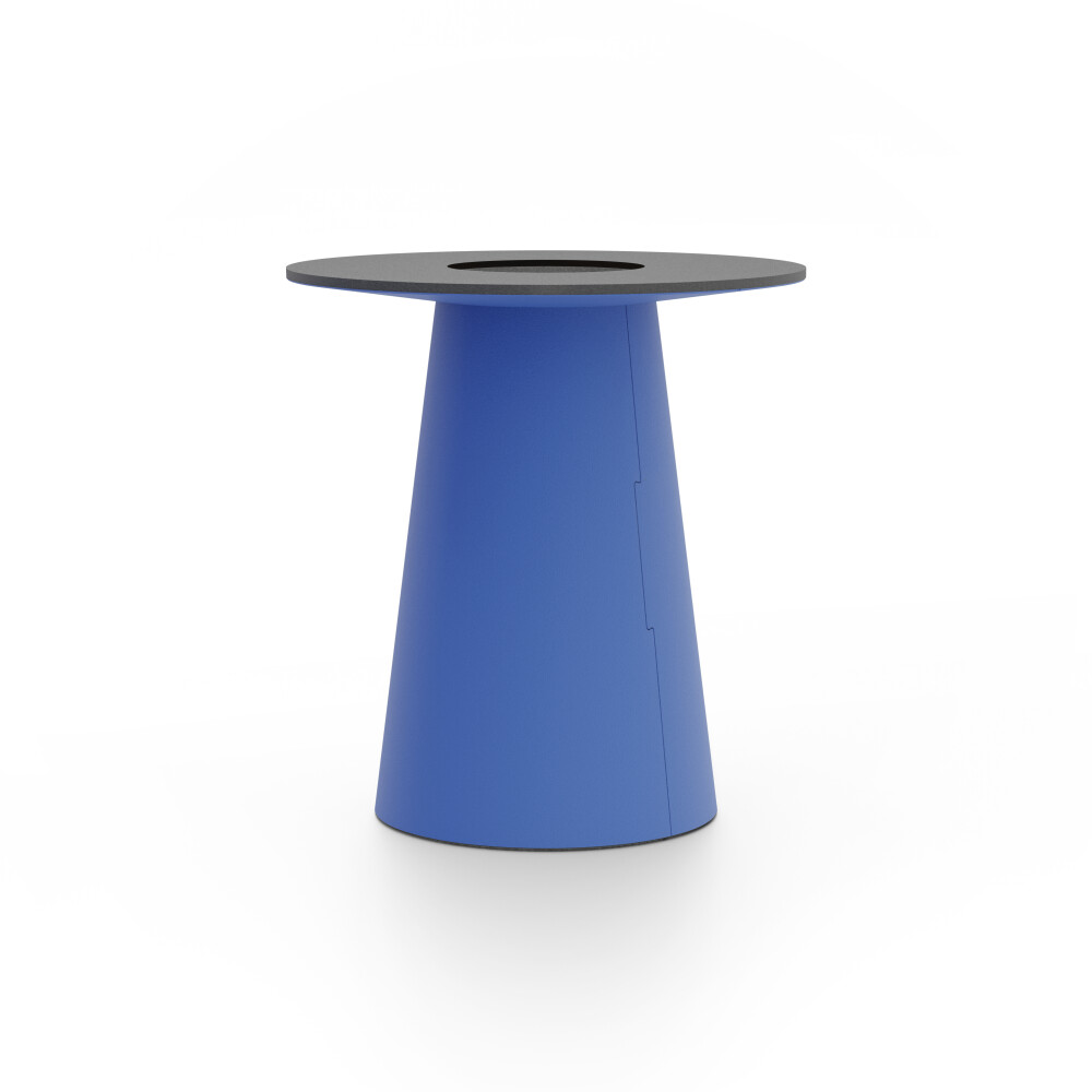 ALT (All Linoleum Table) cone-shaped table base lined with linoleum (4181 Midnight Blue), L Ø450, designed by Keiji Takeuchi